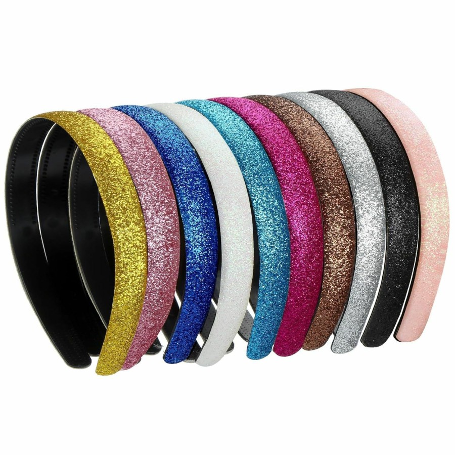 Blulu Fashion Headbands | Blulu Glitter Plastic Headbands With Teeth, 10 Colors, 10 Pieces, Multicoloured, 13 X 13 X 1.3 Cm