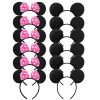 CHuangQi Fashion Headbands | Chuangqi Mouse Ears Solid Black And Pink Bow Headband For Boys & Girls Birthday Party, Pack Of 12