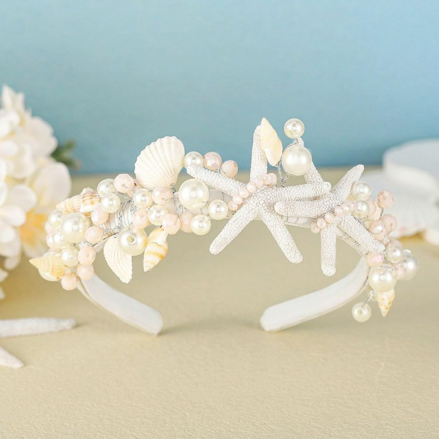 Yean Fashion Headbands | Yean Starfish Bride Wedding Headband Pearl Shell Tiara Headpiece Beach Bridal Hair Accessories For Women And Girls