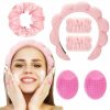 FOSUYI Fashion Headbands | Spa Headband For Washing Face Or Makeup Wristband Set,Sponge Bubble Headbands Skincare Headband,Puffy Terry Cloth Hairband For Women Skin Care Makeup Headwear Hair Accessories