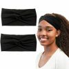 Hjiaruiky Fashion Headbands | Hjiaruiky 2Pcs Turban Headbands For Women Boho Stretchy Fashion Headbands Fabric Twist Knotted Cloth Cute Thick Headband Head Wraps For Womens Girls Black