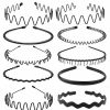 obmwang Fashion Headbands | Obmwang 10 Pack Metal Men Headband Uni Spring Wavy Hair Hoop Men Women Sport Fashion Hair Bands Non-Slip Headwear Hair Accessories For Women Men