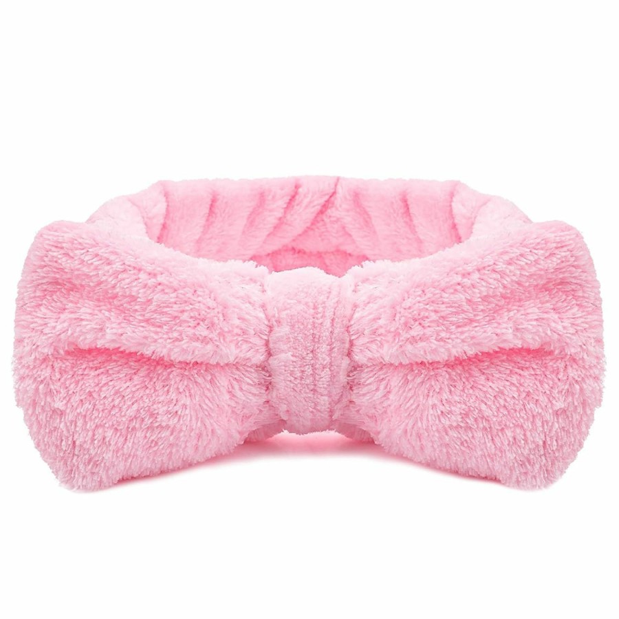 Molain Fashion Headbands | Molain Spa Headband, Bowknot Hair Bands Makeup Headbands Women Coral Fleece Elastic Headband Washing Face Hair Wrap For Washing Face Shower Sports Beauty Skincare (Pink)