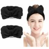 LADES Fashion Headbands | Lades Spa Headband 2 Pack Bow Hair Band Women Facial Makeup Head Band Soft Coral Fleece Head Wraps For Shower Washing Face