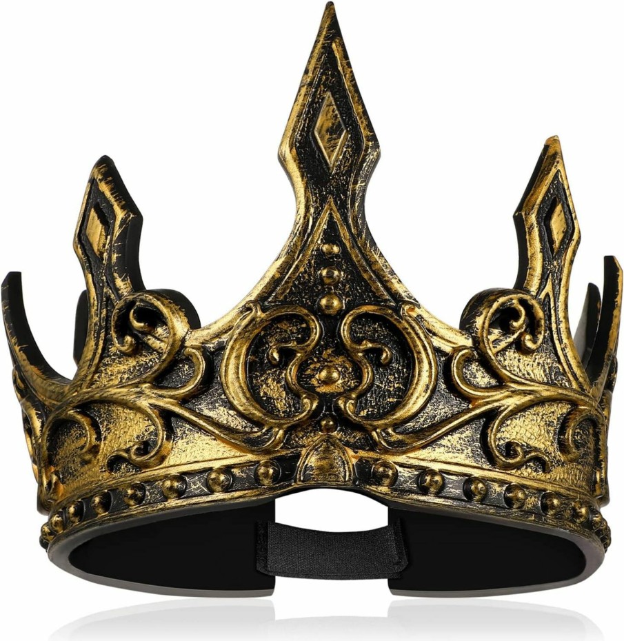 BESPORTBLE Fashion Headbands | Besportble King Crown For Men, Foam Cosplay Crown Headband Old Gold Mens Prince Diadem For Cosplay Birthday Wedding Halloween Prom King Random Pattern