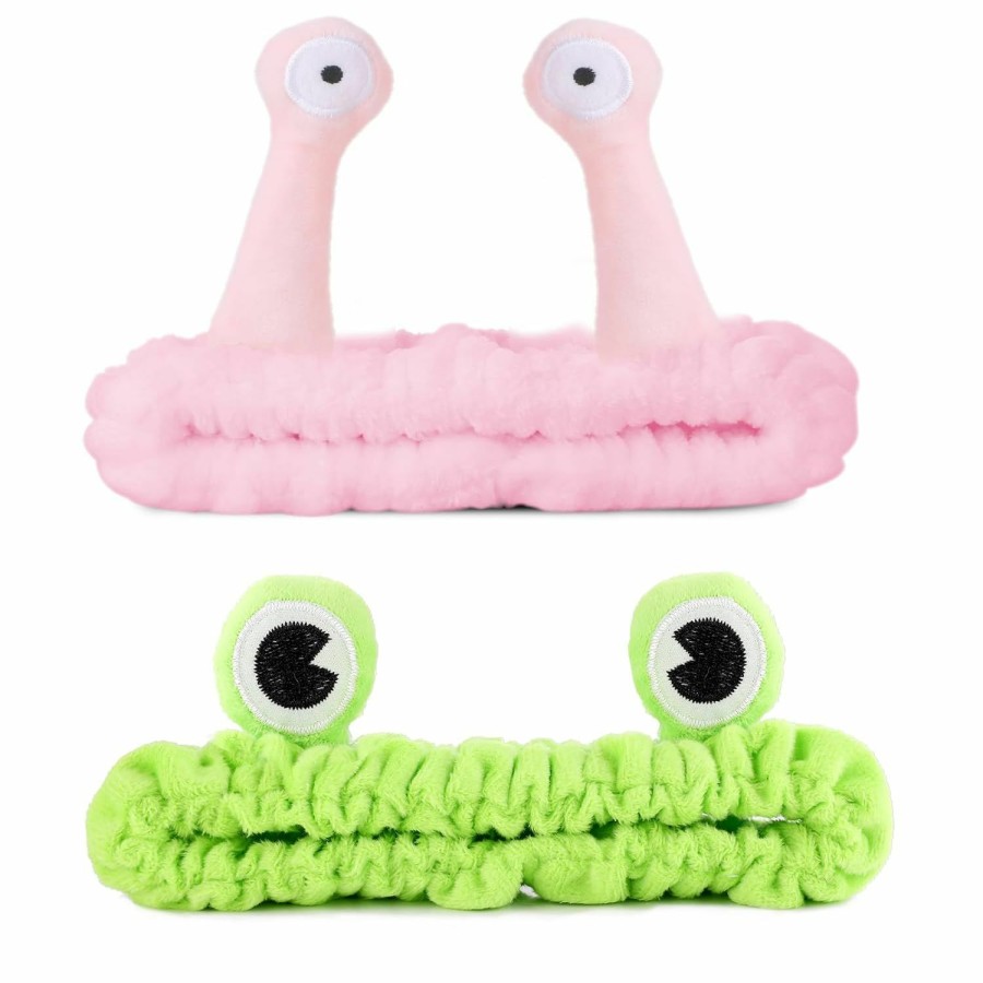 Molain Fashion Headbands | Molain 2Pcs Frog Headband Face Wash Headband, Spa Hair Bands Makeup Headbands Women Cartoon Cute Coral Fleece Elastic Headband Creative Hair Accessories For Washing Face Shower Sports Beauty Skincare