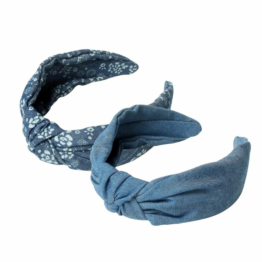 Cuizhiyu Fashion Headbands | Cuizhiyu 3Pack Denim Knot Headband Knotted Wide Headband For Women,Blue Knot Headbands Non Slip Hairbands Girls Fabric Headband Hair Accessories