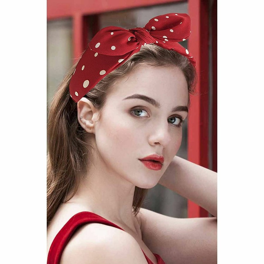 Lvyeer Fashion Headbands | Lvyeer 3 Pack Bow Headbands For Women,Wide Polka Dot Headband For Women Rabbit Ear Hair Hoop