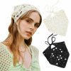 WOVOWOVO Fashion Headbands | Wovowovo Crochet Bandana Headbands Head Kerchief For Women Crochet Knitted Headwrap Handmade Vintage Hair Bandanas 2 Pcs