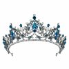 SWEETV Fashion Headbands | Sweetv Blue Tiara Crown For Women, Frozen Elsa Princess Crown, Gothic Wedding Tiara For Bride, Black Crystal Hair Accessories For Birthday Quinceanera Pageant Prom