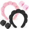 AHONEY Fashion Headbands | Ahoney 2 Set Spa Headbands For Washing Face And Wristband Set, Skin Care Headband Sponge Facial Skincare Headbands Terry Cloth Puffy Makeup Accessories For Women Girls (Pink&Purple)