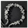 SWEETV Fashion Headbands | Sweetv Sliver Flower-Leaf Bridal Headpieces For Wedding Headband Bride Hair Pieces Crystal Flower Girl Hair Accessories