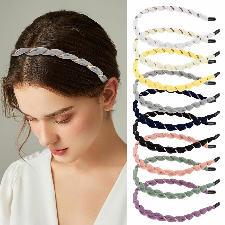 ZIRICHER Fashion Headbands | Ziricher Thin Headbands For Women,Metal Spring Hair Hoop Headbands,Non Slip Sports Hairband For Girls Skinny Wire Comfortable Headband