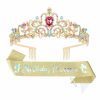 CIEHER Fashion Headbands | Cieher Princess Crown And Birthday Sash Set, Blue Birthday Crown Birthday Girl Crown Birthday Tiara For Women Birthday Decorations For Girls Happy Birthday Accessories Birthday Gifts