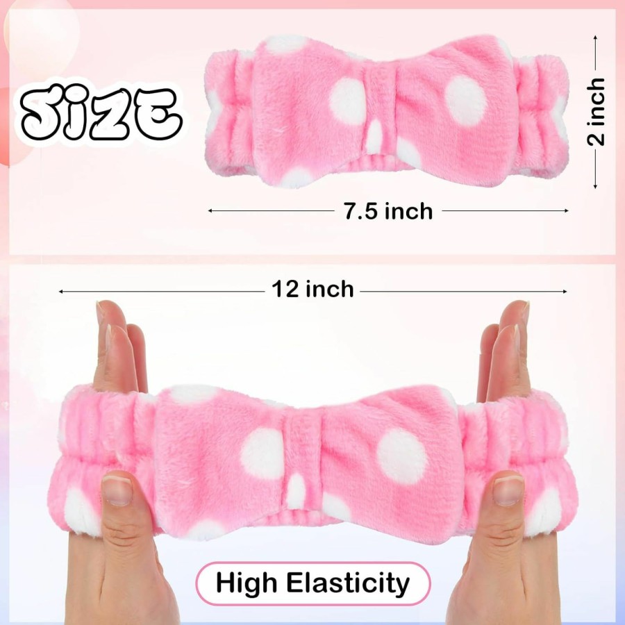 Riceshoot Fashion Headbands | Riceshoot 25 Pcs Pink Spa Headband Bulk Bow Hair Band For Washing Face Soft Coral Fleece Skincare Headbands Elastic Bowknot Hair Band Hairlace Shower Head Wraps Gifts For Women Girls