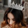 AW BRIDAL Fashion Headbands | Aw Bridal Wedding Crown Tiara Crystal Birthday Crown For Women Rhinestone Queen Crown Bridal Party Pageant Crown Wedding Hair Accessories For Brides (Silver)