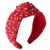 Somlatrecy Fashion Headbands | Somlatrecy Women Knotted Sprinkle Headband Handmade Wide-Brimmed Girls Hairband Pink Holiday Hair Accessories For Ladies