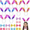 Jutom Fashion Headbands | Jutom 20 Pcs Light Up Easter Bunny Costume Led Bunny Ears Plush Rabbit Ears Headband And Adjustable Bow Tie For Adult Kids Party Cosplay Halloween Accessory