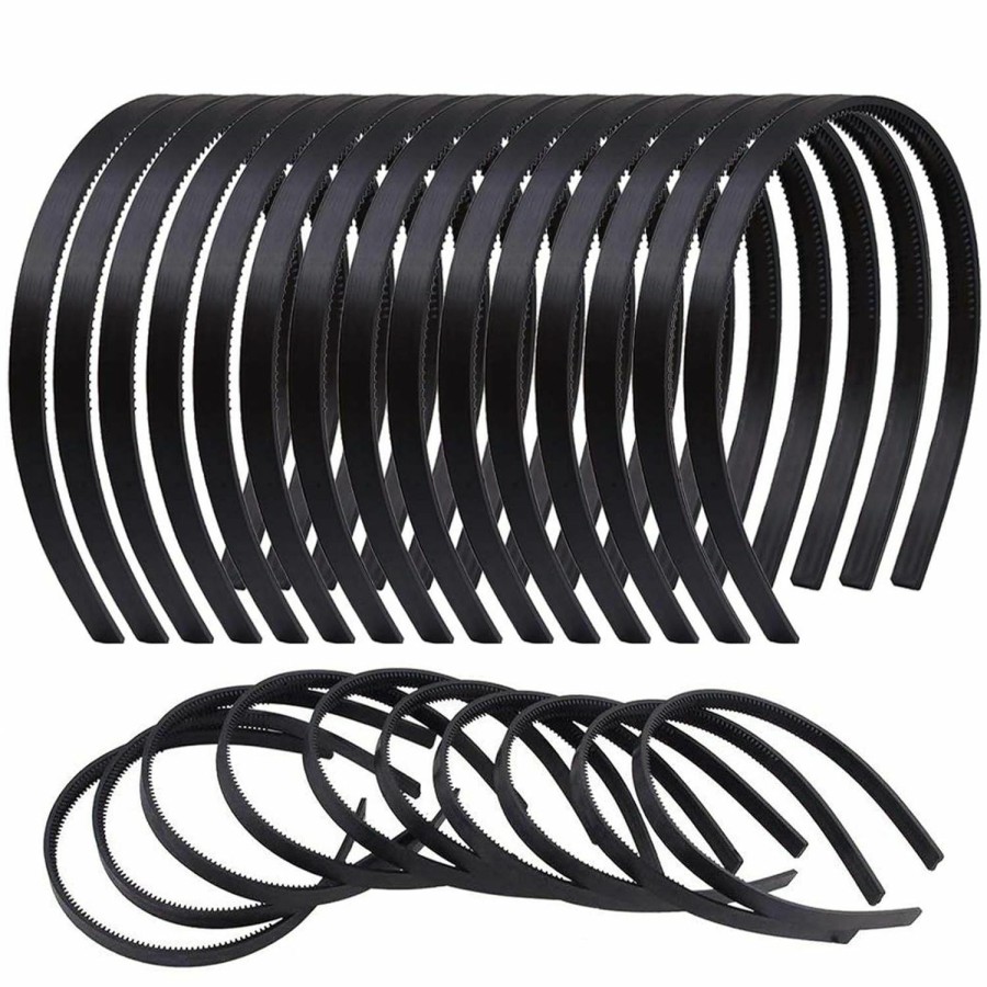 Candygirl Fashion Headbands | Candygirl 36Pcs Black Plastic Headbands For Womens Girls Thin Plain Diy Craft Head Band Skinny Hard Hairband With Teeth Comb 2/5\"(1Cm) Width