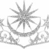 Lurrose Fashion Headbands | Lurrose Star Crown Moon Crown Star Moon Rhinestone Tiara Crowns Rhinestone Crown Crystal Tiara Crown Halloween Tiara Crown Halloween Headdress Bridal Hair Accessories (Silver)