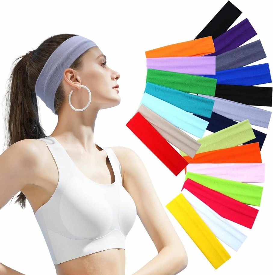 AQSXO Fashion Headbands | Aqsxo 42 Pack Sport Headbands For Women, Fashion Sports Hair Bands For Women'S Hair, Soft Elastic Stretch Girls Athletic Headbands Fashion Sports Hair Bands.