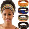 WILLBOND Fashion Headbands | Willbond 4 Piece African Yoga Headband Stretchy Wide Knotted Hair Band African Hair Accessories For Women And Girls (Vintage Series)