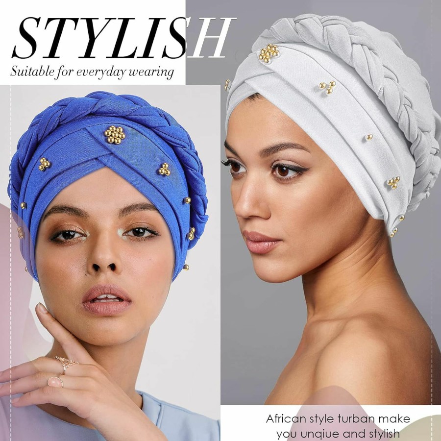 SATINIOR Fashion Headbands | Satinior 9 Pcs Women Turban Braid Headscarf Braid Turban Cap Pre Tied Twisted Braid Hair Covered Wrap Hat (Fresh) One Size