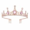 Vofler Fashion Headbands | Vofler Rose Gold Tiara Crown With Pink Crystal - Baroque Vintage Clear Rhinestone Headband For Women Queen Lady Girl Bride Princess Birthday Wedding Pageant Prom Halloween Costume Party With Comb