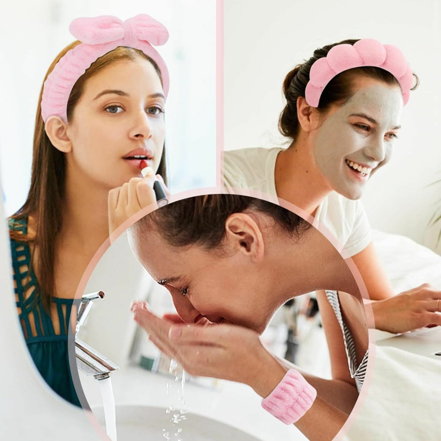 ATROCH Fashion Headbands | Atroch Sponge Spa Headbands & Wristband Set,Puffy Makeup Headband Set For Washing Face,Soft Towel Skin Care Head Band,Cute Hair Band Shower 4 Pcs