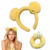 AEGYPIUS Fashion Headbands | Yellow Plush Bear Ears Headband And Hair Ties - Bee Ears Headband Adult The Pooh Ears Headband Adult Bear Headband Fashion Headbands For Women Ponytail Holders Cute Costume Accessories For Kids Adults