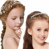 WILLBOND Fashion Headbands | 2 Pieces Flower Girls Headpiece Princess Wedding Faux Pearls Rhinestone Headband Bridal Crystal Hairband Tiara For Flower Girls Toddler Crown Wedding Party Hair Accessory