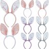 Sanwuta Fashion Headbands | Sanwuta 8 Pcs Easter Bunny Ears Headband Sequins Rabbit Ears For Kid Adults Easter Party Decoration Birthday Party Favors, White, Pink, Purple, Gray