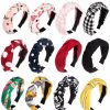 CUBACO Fashion Headbands | Cubaco 12 Pack Knotted Headbands For Women Womens Headbands For Women Cute Top Knot Turban Headband Fashion Boho Headband Bowknot Bows Elastic Wide Headwrap Head Band Hair Accessories For Women'S Hair