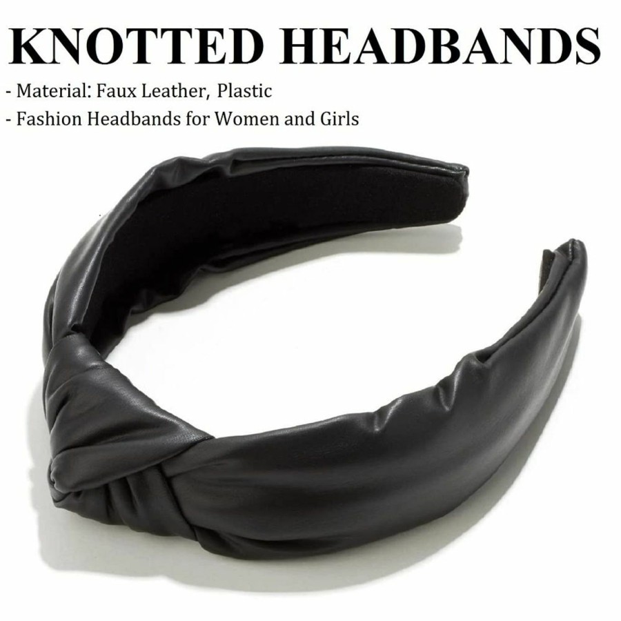 Huachi Fashion Headbands | Huachi Knotted Headbands For Women Black, Leather Headbands With Knots Cute Womens Headbands Knotted, Fashion Headbands For Women Top Knot Headband For Girls