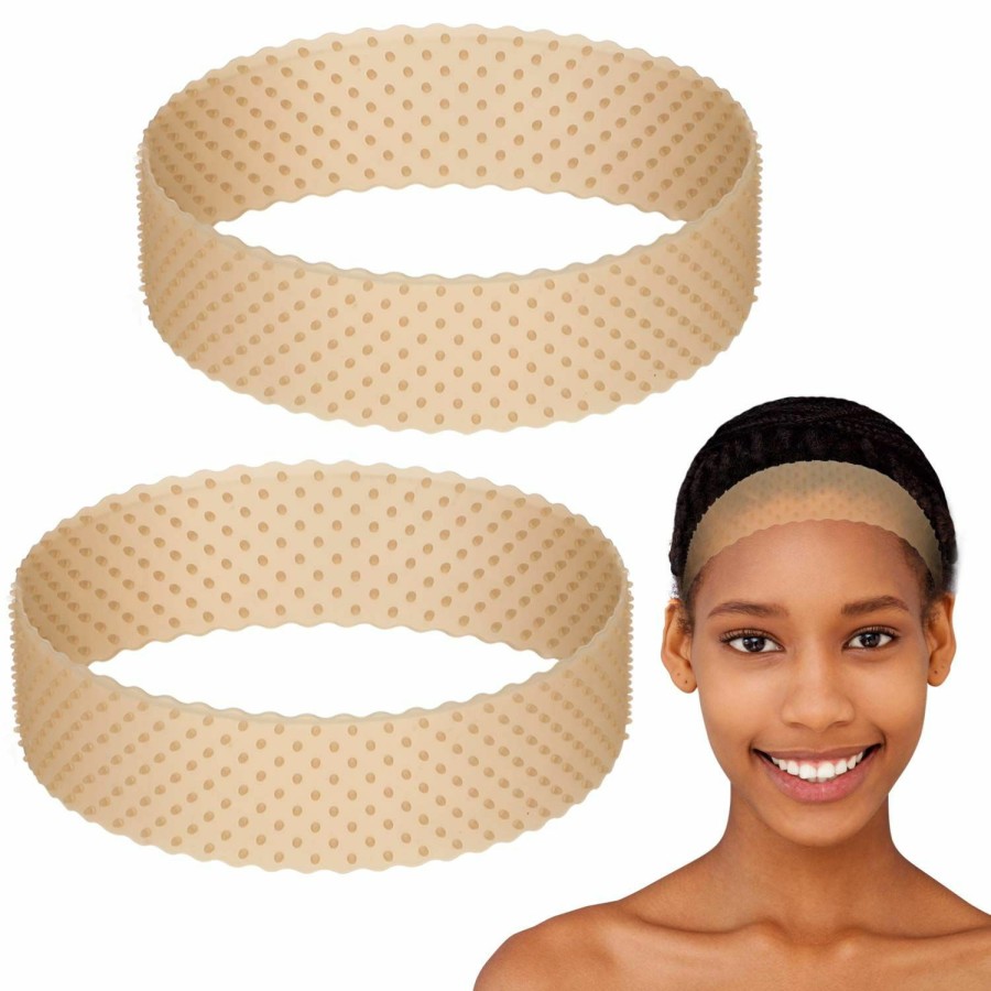 WILLBOND Fashion Headbands | 2 Pieces Adjustable Silicone Wig Headband Fix Non Slip Wig Bands Seamless Grip Strong Holder For Men Women Sports Yoga (Light Brown)