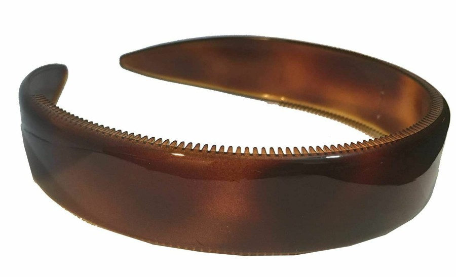 Parcelona Fashion Headbands | Parcelona French Extra Wide Tortoise Shell Brown Celluloid Inner Nibs Flexible Hair Headband Fashion Headband For Women Strong Hold Grip No Slip Durable Styling Girls Hair Accessories, Made In France