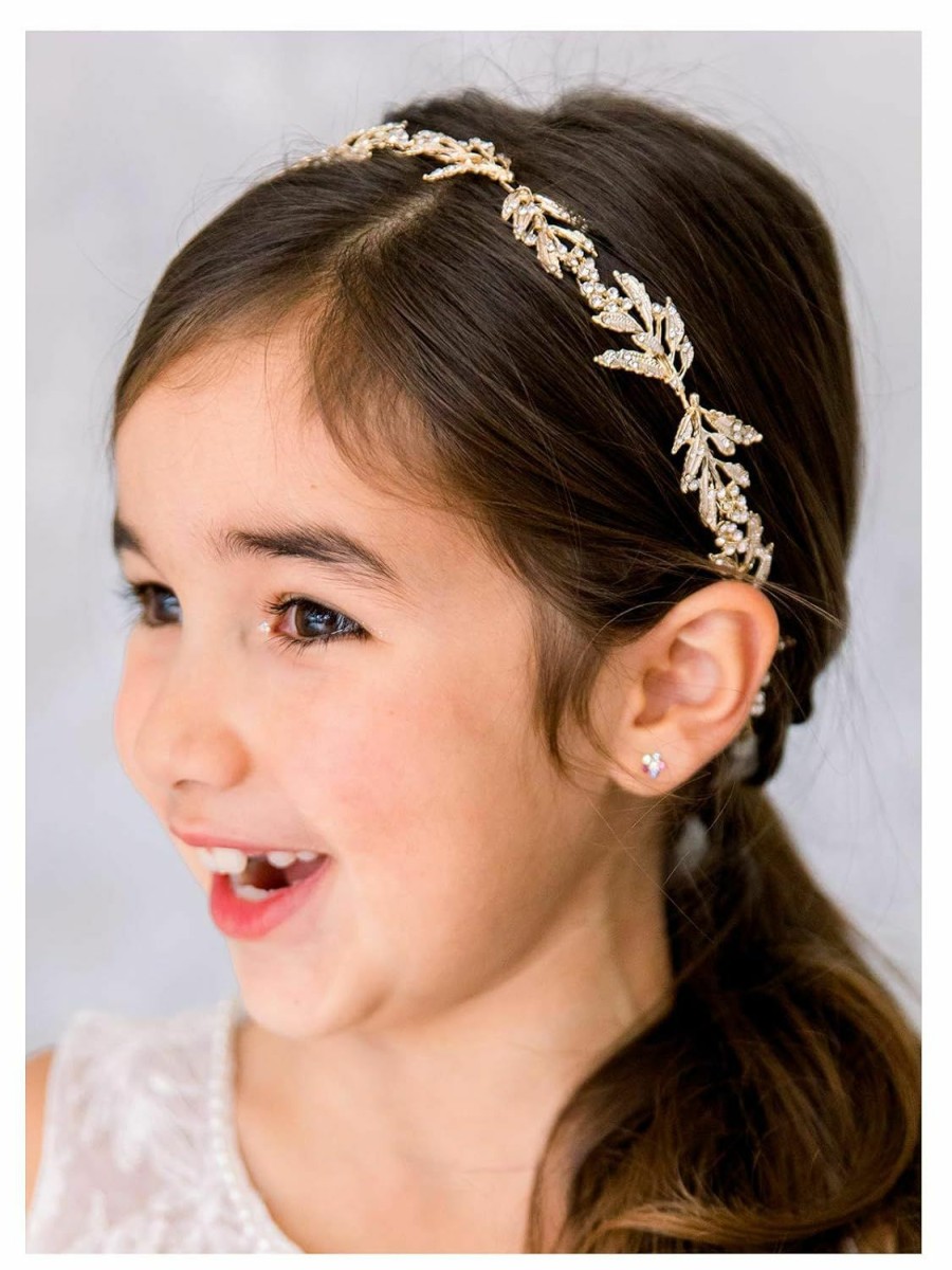 SWEETV Fashion Headbands | Sweetv Flower Girl Headpiece For Wedding Headband Princess Hair Accessories Little Girls Toddler Kids Crystal Hair Bands For Birthday Party Photography