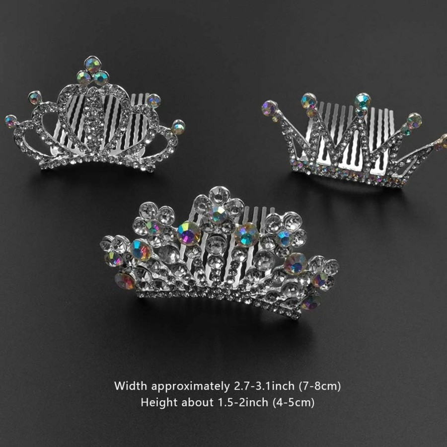 NODG Fashion Headbands | Nodg 3 Pieces Silver Tiaras Crown With Hair Comb Mini Tiaras Crown For Women Princess Crystal Shiny Tiaras Headbands For Women Hair Accessories For Women