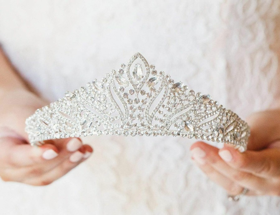 SWEETV Fashion Headbands | Sweetv Anastasia Tiaras And Crowns For Women, Wedding Tiara For Bride, Rhinestone Queen Crown, Silver Crystal Princess Headpieces For Prom Costume Party