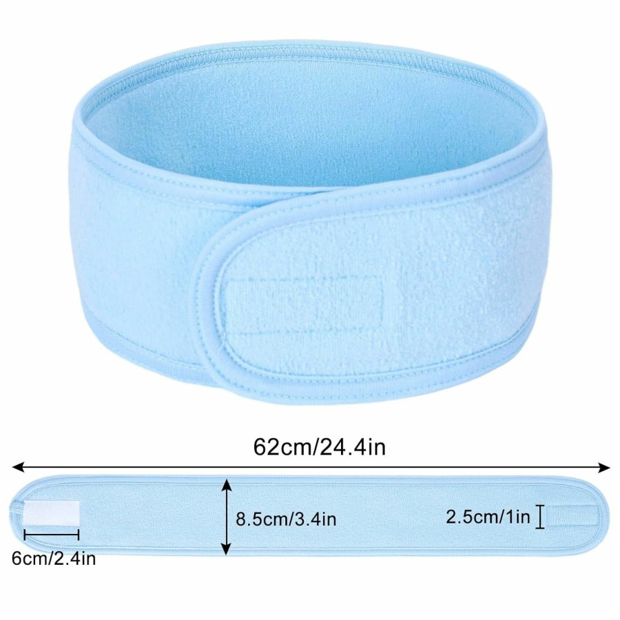 Whaline Fashion Headbands | 4 Counts Spa Facial Headband Whaline Head Wrap Terry Cloth Headband Stretch Towel With Magic Tape For Bath, Makeup And Sport, 3.5\" Wide (White)