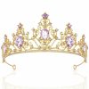 AHONEY Fashion Headbands | Ahoney Purple Gem Gold Tiara And Crown For Women, Crystal Mermaid Crown Rhinestone Princess Tiaras For Girls Rapunzel Crown For Wedding Birthday Prom Halloween Party