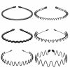 Lurrose Fashion Headbands | Lurrose 6Pcs Uni Wavy Headband Metal Men Hair Band Elastic Non Slip Hair Hoop Sports Fashion Headwear For Women Menf