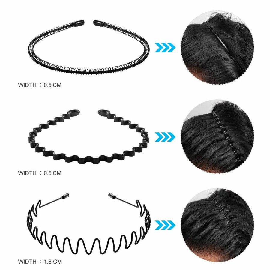 Lurrose Fashion Headbands | Lurrose 6Pcs Uni Wavy Headband Metal Men Hair Band Elastic Non Slip Hair Hoop Sports Fashion Headwear For Women Menf