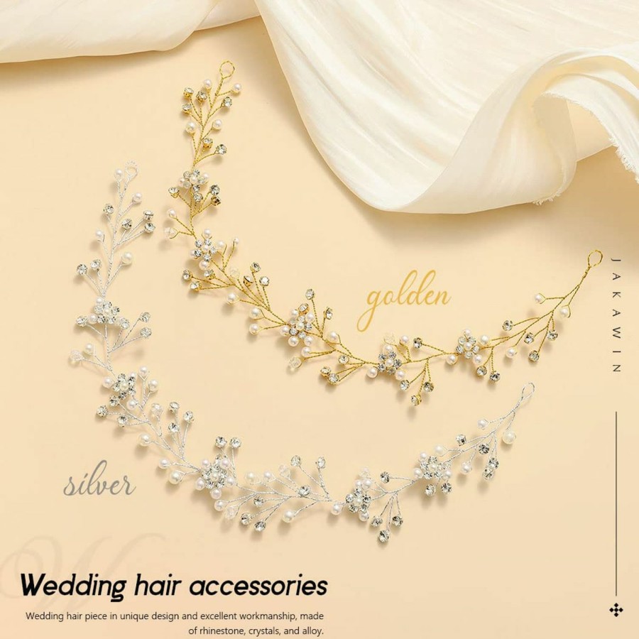 JAKAWIN Fashion Headbands | Jakawin Bride Rhinestone Wedding Hair Piece Crystal Flower Hair Vine Pearl Bridal Hair Accessories For Women And Girls Hv176 (1 Silver)