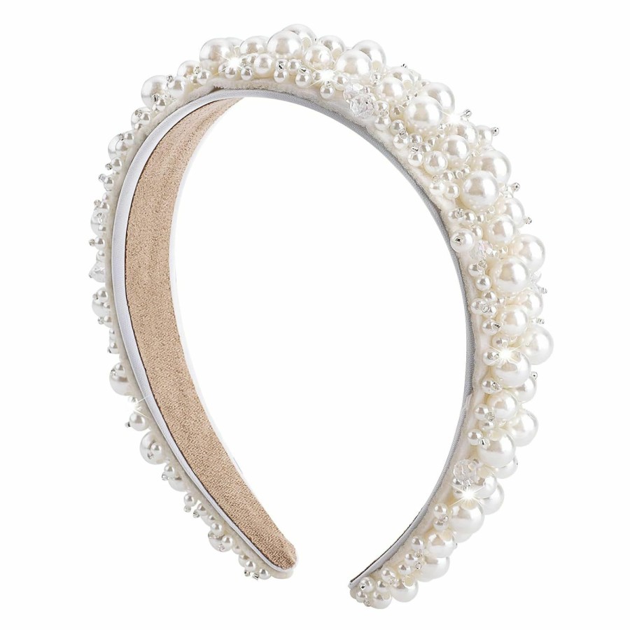 Yolev Fashion Headbands | Yolev Faux Pearl Headbands Women'S White Pearl Hairbands Bridal Hair Hoop Headpieces Wedding Hair Styling Accessories For Women And Girls