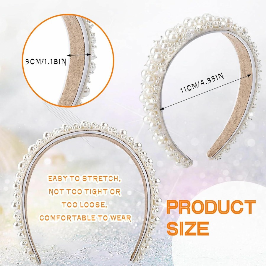 Yolev Fashion Headbands | Yolev Faux Pearl Headbands Women'S White Pearl Hairbands Bridal Hair Hoop Headpieces Wedding Hair Styling Accessories For Women And Girls