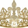 SWEETV Fashion Headbands | Sweetv Royal Gold Queen Crown For Women, Wedding Pageant Crown, Costume Party Accessories For Birthday, Halloween, Babyshower, Genevieve