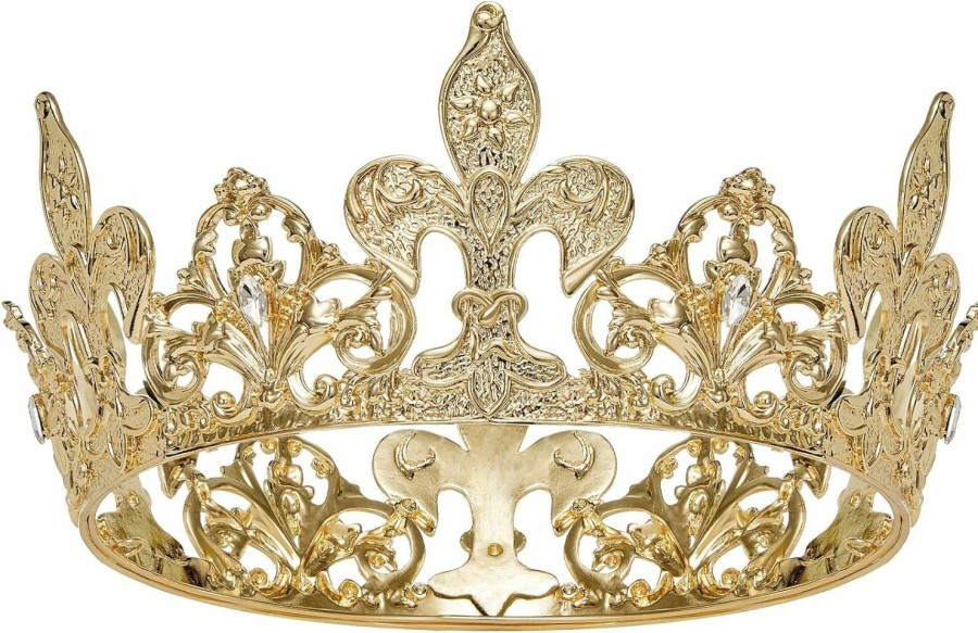 SWEETV Fashion Headbands | Sweetv Royal Gold Queen Crown For Women, Wedding Pageant Crown, Costume Party Accessories For Birthday, Halloween, Babyshower, Genevieve