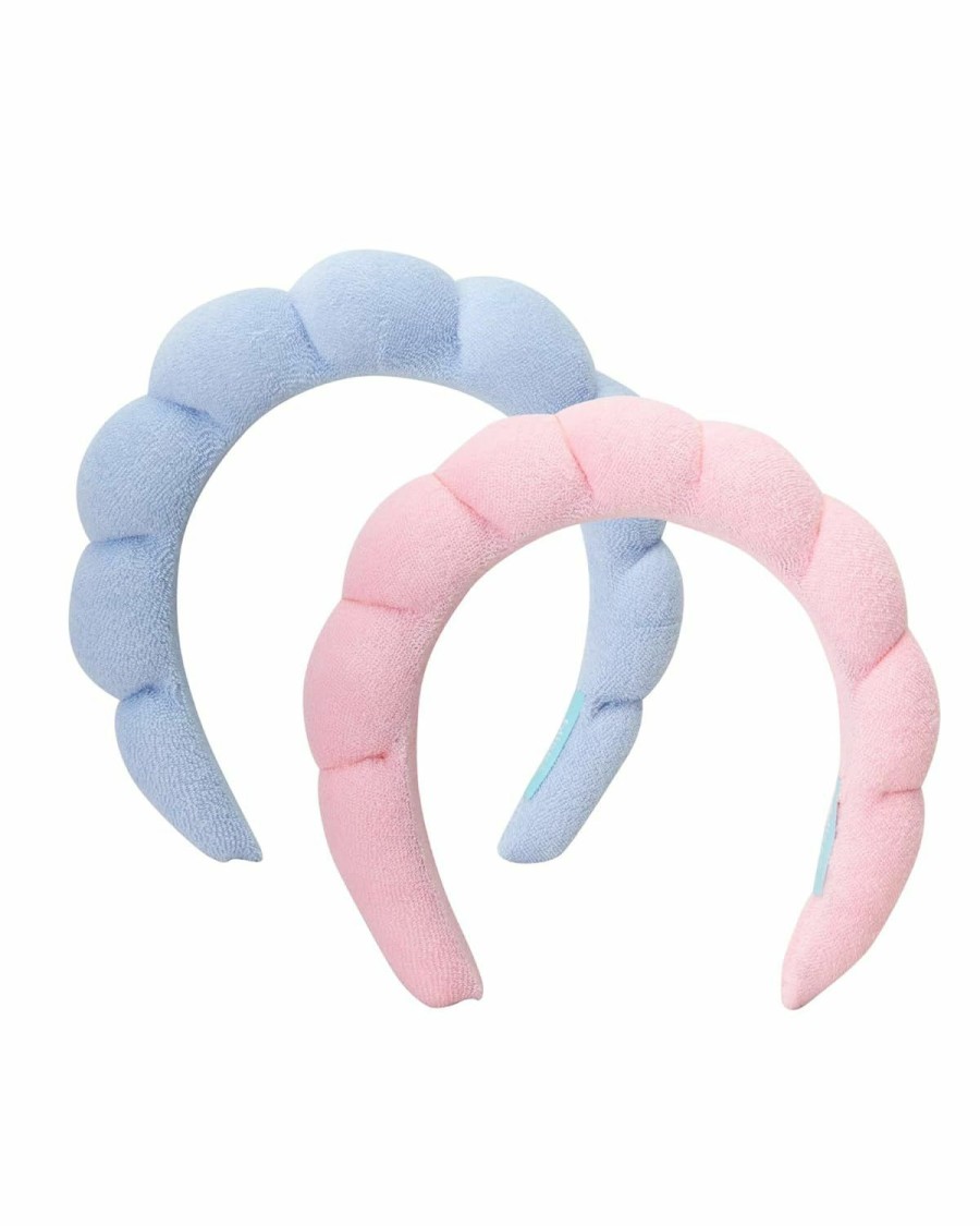 Bliss Fashion Headbands | Bliss Women'S Spa Headband - 2 Pack Microfiber Makeup Bubble Headband - Puffy Hair Band For Washing Face, Facials, Skincare, Shower, Pink/Purple