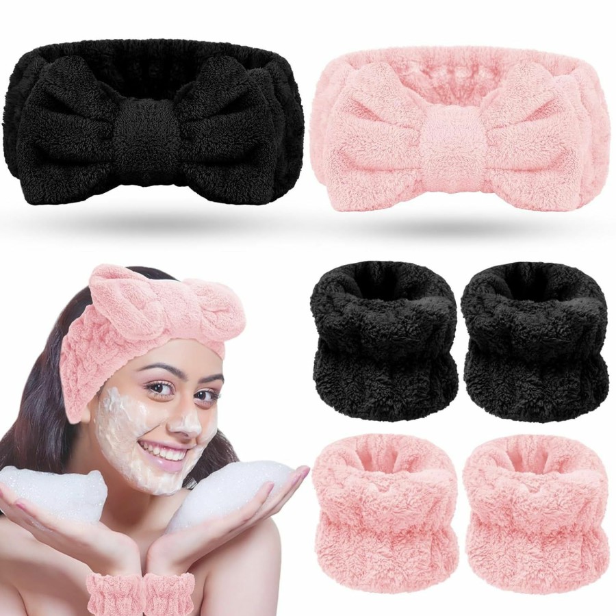 Pimoys Fashion Headbands | Pimoys 6 Pieces Spa Headband And Wristbands Set Face Wash Headband Skincare Headbands For Women Makeup Headband For Skin Care Wrist Bands For Washing Face